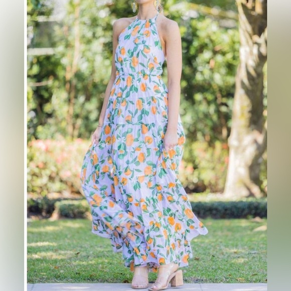 NEW WKND WYFR flagler halter dress in citrus small NWT - Picture 1 of 5